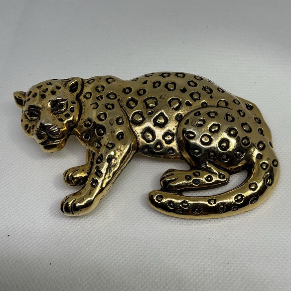 Vintage Gold Tone Leopard Belt Buckle - Picture 3 of 7